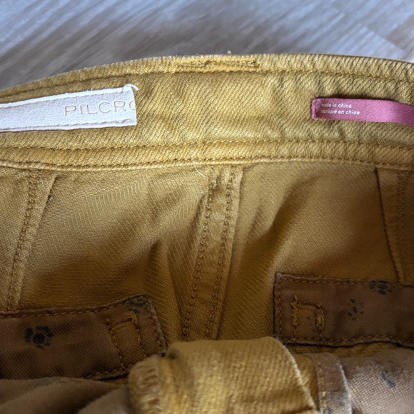 Anthropologie Pilcro | Twill Mustard Column Flared Wide Leg Ankle Pant Sz26 - Picture 5 of 10